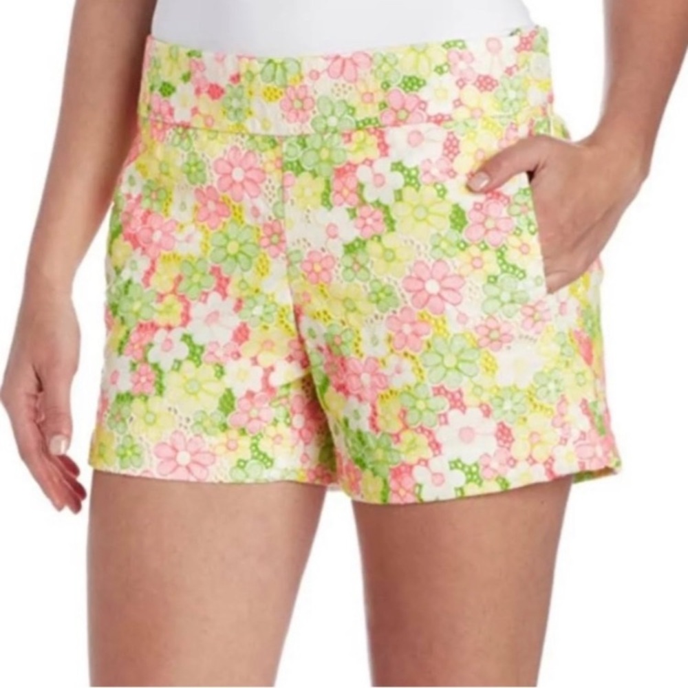 Lilly Pulitzer Sloane Shorts Multi Sunbonnet Floral Lace Eyelet Resort Retro Lux